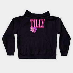 Top 10 best personalised gifts  -  first name Tilly, Mathilda, Mathilde, preppy personalised,personalized name with painted lilies Kids Hoodie